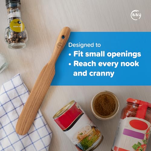 FAAY Handmade Teak Spurtle for Sourdough Starter – Wooden Stirring Stick & Mixing Tool for Deep Jars | Nonstick-Safe, Finished with Coconut Cooking Oil, Crafted in Thailand - Image 4