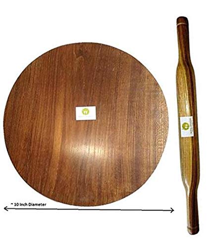 ARMAN SPOONS Believe in Quality Wooden Rolling board and pin chakla belan set handmade Teak wood saagwan lakdi 10 inch board 14 inch Belan set - Image 2