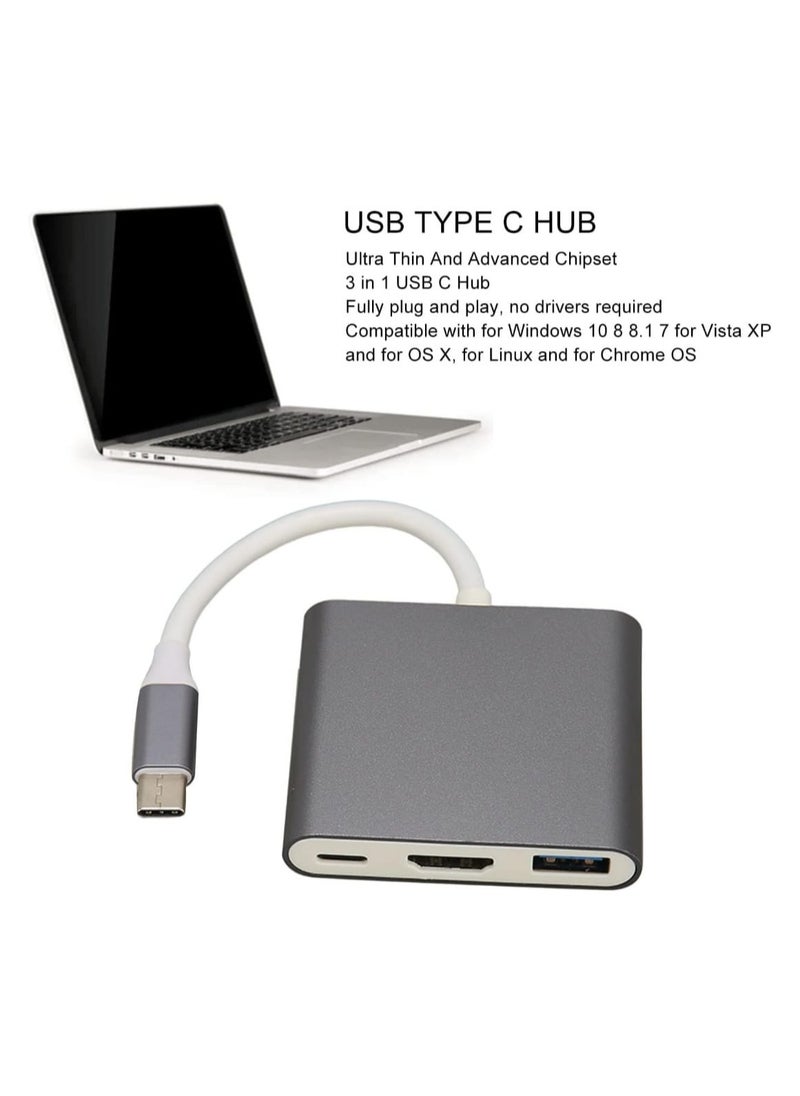 ELTRAZONE 3-in-1 USB-C Hub Multiport Adapter – USB Type-C Hub with HDMI, USB 3.0 & USB-C Ports – Compatible with Windows, MacOS, Laptops, Tablets & Smartphones for Fast Data Transfer and 4K Video Output - Image 3