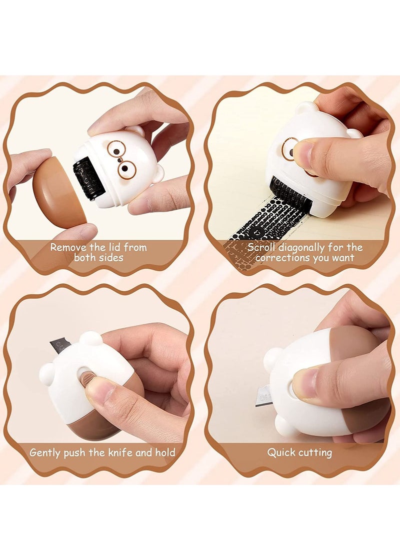 KASTWAVE Identity Protection Roller Stamp 2 in 1 Wide Advanced Roller with Retractable Box Opener Cute Shape Bear Identity Theft Protection Stamp Refillable Ink Private Information Roller 3 Pieces - Image 4