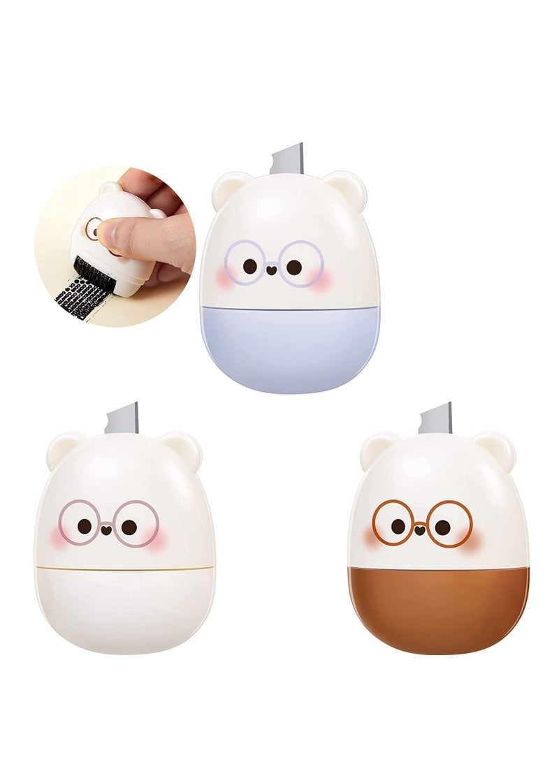 KASTWAVE Identity Protection Roller Stamp 2 in 1 Wide Advanced Roller with Retractable Box Opener Cute Shape Bear Identity Theft Protection Stamp Refillable Ink Private Information Roller 3 Pieces - Image 1