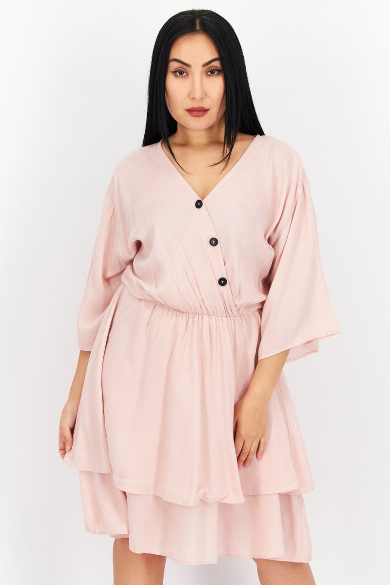 NA-KD Schanna x NA-KD Women Plain  Mini Dress, Pink - Image 1