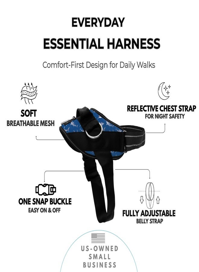 ShawnCo Essential Dog Harness, No-Pull Pet Vest with 3 Leash Clips, No Choke, Reflective, Adjustable and Padded, for Easy Walking and Training for Small, Medium and Large Dogs (White Sharks, S) - Image 2