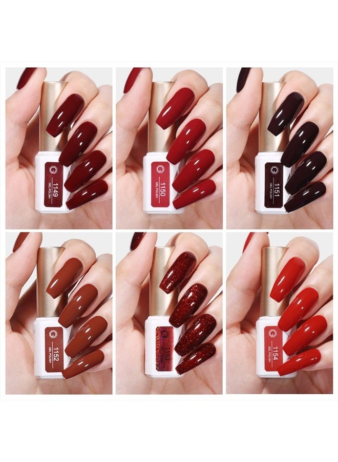 GAOY Burgundy Red Gel Nail Polish Set of 6 Colors Including Black Glitter Red Gel Polish Kit U V LED Soak Off Nail Polish Home DIY Manicure Nail Salon Varnish - Image 5