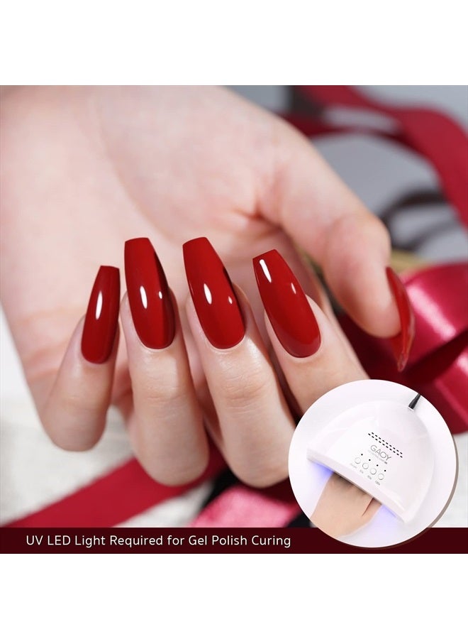 GAOY Burgundy Red Gel Nail Polish Set of 6 Colors Including Black Glitter Red Gel Polish Kit U V LED Soak Off Nail Polish Home DIY Manicure Nail Salon Varnish - Image 2