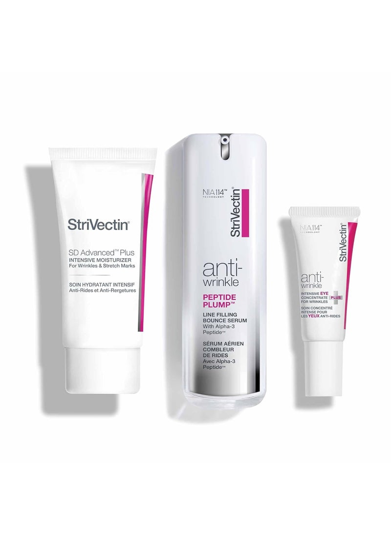 Strivectin - StriVectin Anti Wrinkle Trio Kit for Face and Eyes 3 piece kit with SD Plus Moisturizer Peptide Plump Line Face Serum and Intensive Eye Concentrate Wrinkle Cream - Image 1
