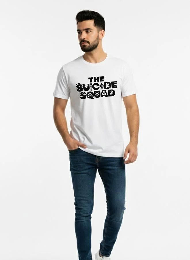 Take Two Men White Suicide Squad Graphic Print T-Shirt