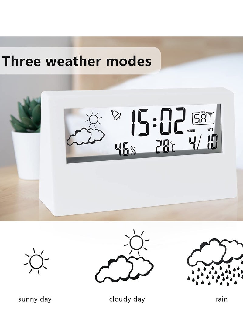 SYOSI Digital Alarm Clock, KASTWAVE Digital Alarm Clock with Time/Date/Temperature Display  Sleep Timer Display LED Alarm Clock for Bedroom（White） - Image 3