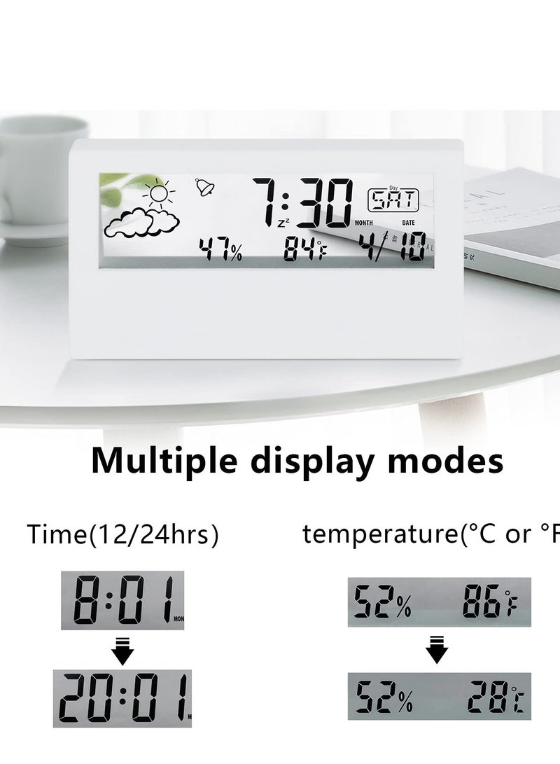 SYOSI Digital Alarm Clock, KASTWAVE Digital Alarm Clock with Time/Date/Temperature Display  Sleep Timer Display LED Alarm Clock for Bedroom（White） - Image 2
