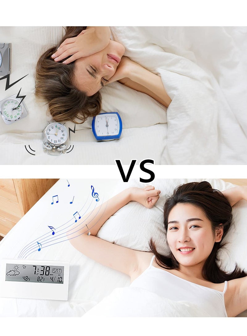 SYOSI Digital Alarm Clock, KASTWAVE Digital Alarm Clock with Time/Date/Temperature Display  Sleep Timer Display LED Alarm Clock for Bedroom（White） - Image 5