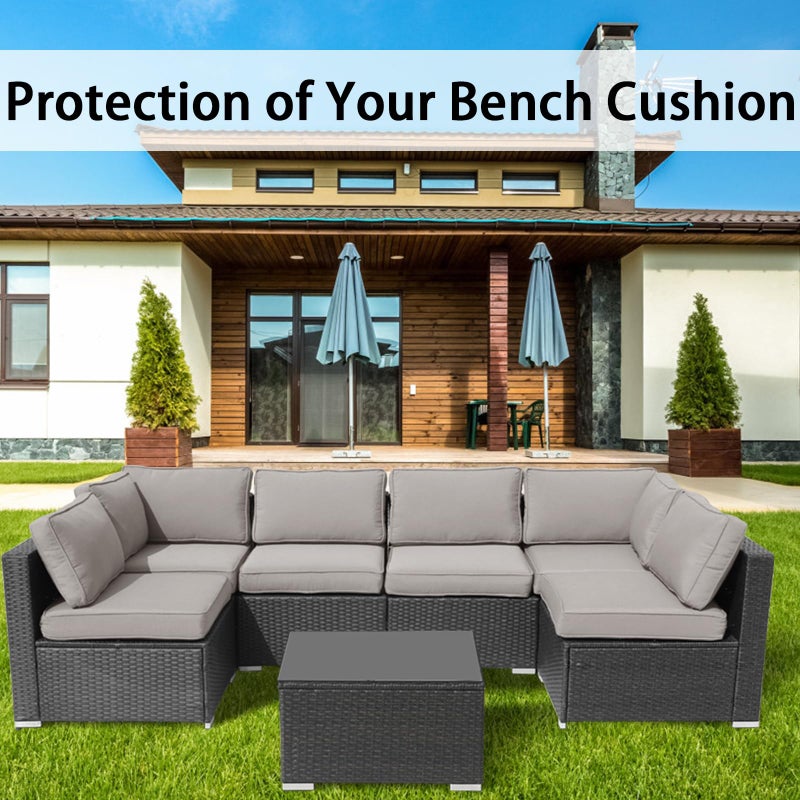 FKSLIFE 14Pieces Patio Cushion Covers Replacement Outdoor Couch Cushions Covers Splashproof Sofa Slipcovers Set with Zippers,Patio Furniture Protector-Cover Only(Light Gray,25.6Ã—25.6Ã—3.94inches) - Image 3