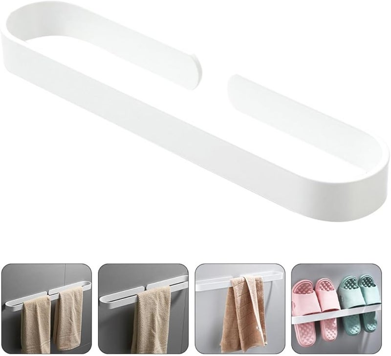White Aluminium Alloy Wall Mounted Bathroom Towel Bar Rack Holder For Home Hotel - Image 3