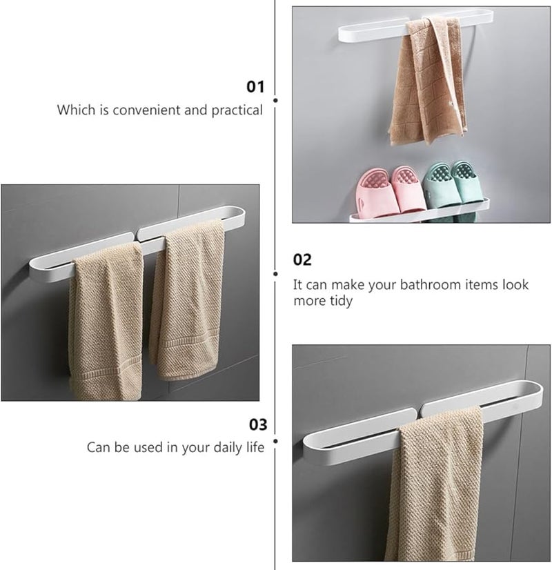 White Aluminium Alloy Wall Mounted Bathroom Towel Bar Rack Holder For Home Hotel - Image 4