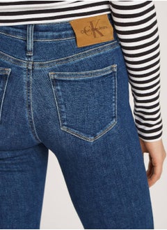 Calvin Klein Jeans Women's Mid Rise Skinny Jeans, Blue - Cotton  - Image 4