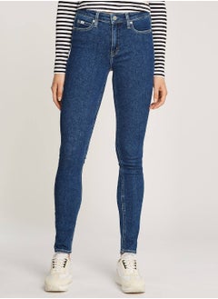Calvin Klein Jeans Women's Mid Rise Skinny Jeans, Blue - Cotton  - Image 1