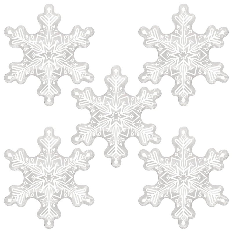 5Pcs 36inch Transparent Snowflake Balloons Christmas Clear Snowflake Foil Mylar Balloons for Winter Wonderland Ice Snow Themed Birthday Party Decorations