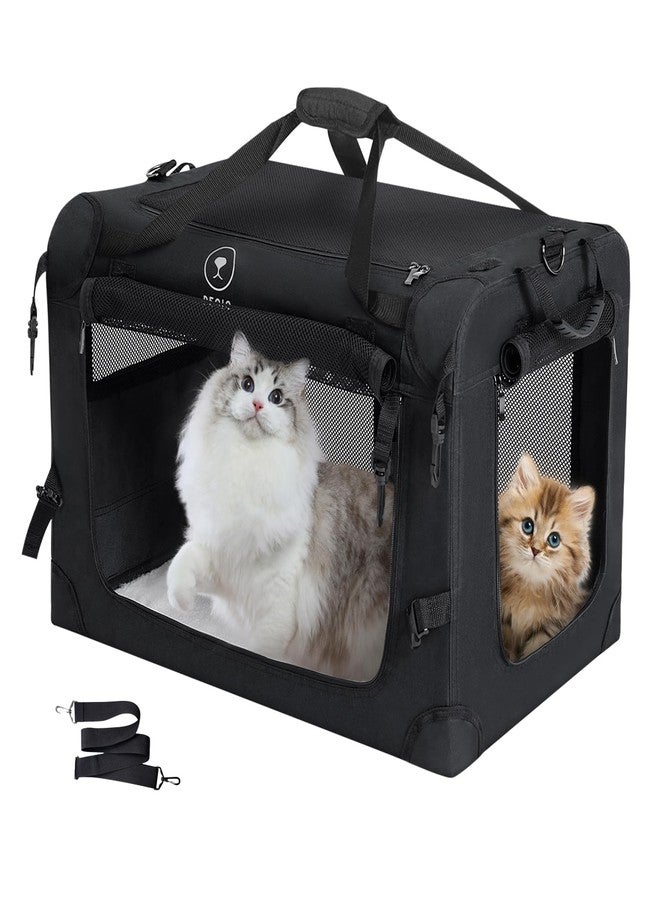PEGIC Extra Large Cat Carrier for Car Travel, Pegic Soft Sided Collapsible Pet Carrier for Outdoor and Indoor Uses, Roomy Cat Carrier for 2 Kittens, Large Cat or Puppies Up to 50lbs (Black) - Image 1
