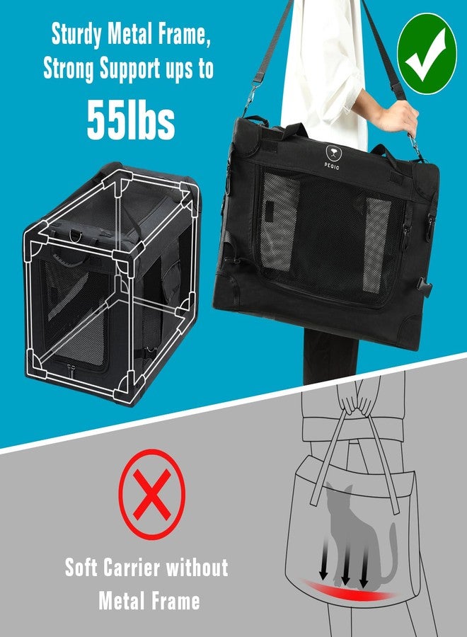 PEGIC Extra Large Cat Carrier for Car Travel, Pegic Soft Sided Collapsible Pet Carrier for Outdoor and Indoor Uses, Roomy Cat Carrier for 2 Kittens, Large Cat or Puppies Up to 50lbs (Black) - Image 3