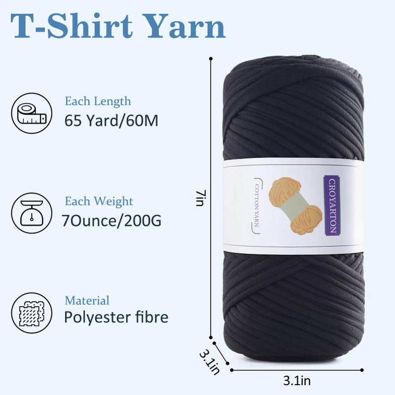 NDICANG 4 Pack Tshirt Yarn for Crocheting, Elastic T Shirt Spaghetti Thick Knitting Yarn Total Length 260 Yds for Crochet Bag Baskets Home Decor with 1 Crochet Hook (4-Beige+Coffee Color) - Image 3