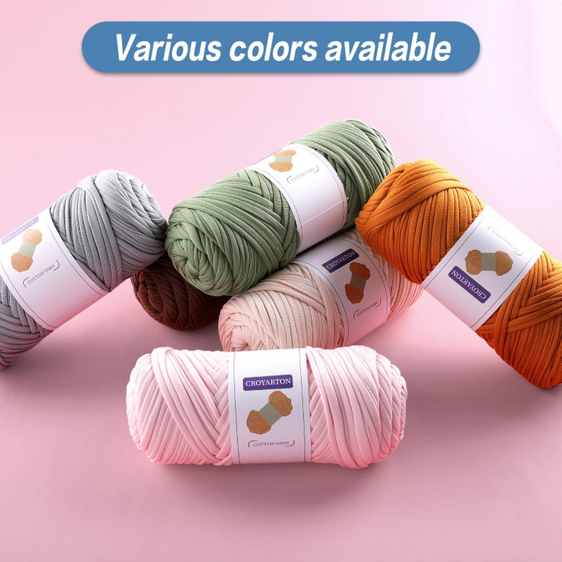 NDICANG 4 Pack Tshirt Yarn for Crocheting, Elastic T Shirt Spaghetti Thick Knitting Yarn Total Length 260 Yds for Crochet Bag Baskets Home Decor with 1 Crochet Hook (4-Beige+Coffee Color) - Image 5