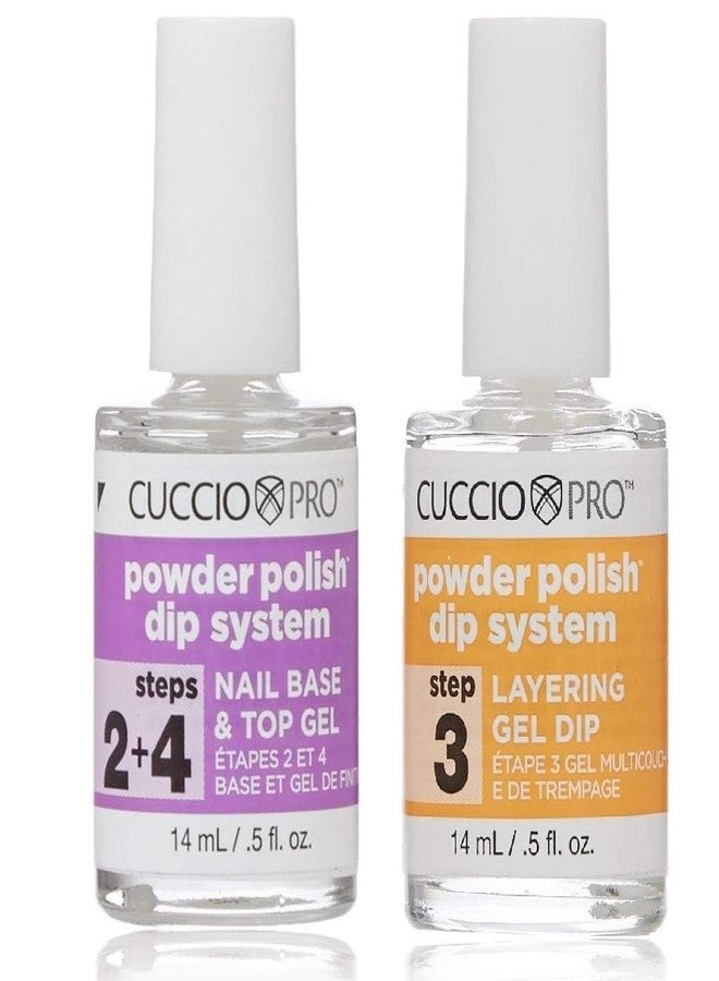 Cuccio Powder Polish Dip System Steps 2 & 4 Nail Base & Top Gel + Step 3 Layering Gel Duo Set - 0.5 oz Each - Professional Nail Dipping System for Long-Lasting, High-Gloss Finish - Image 1