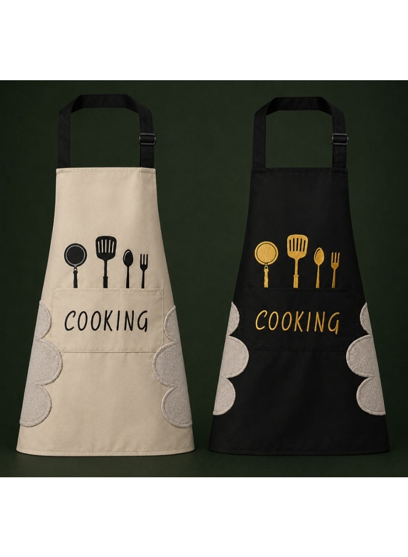 مريلة مطبخ للطبخ بتصميم أدوات طعام ونص 'COOKING'