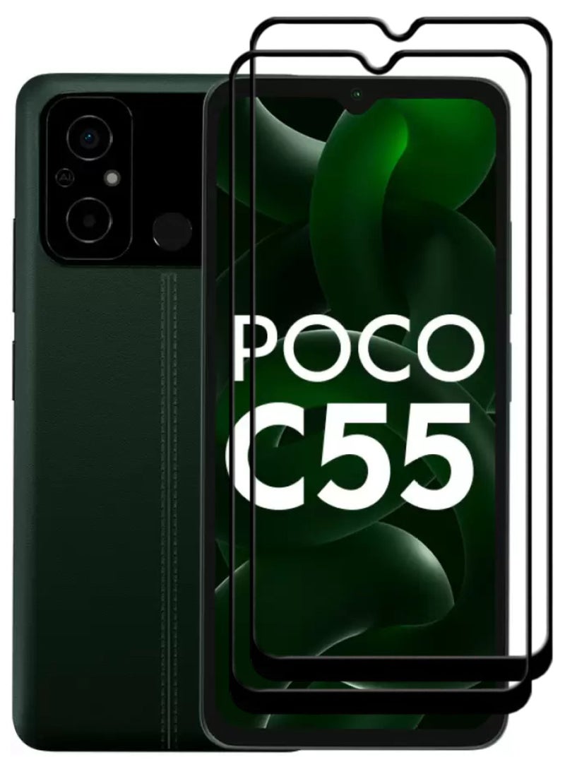 ACLIX 2 Pieces Antistatic ESD Dustproof Premium Quality High Definition Tempered Glass Screen Protector Designed For Xiaomi Poco C55 - Image 1