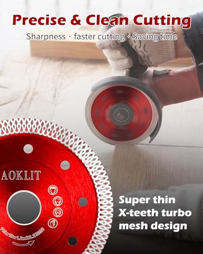 AOKLIT 5 Pcs Diamond Saw Blades, 4-1/2" Tile Grinder Blade for Angle Grinder, Super Thin Tile Cutting Disc for Grinder for Cutting Tile Ceramic Porcelain Granite Marbles - Image 3