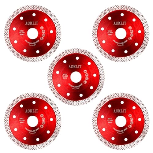 AOKLIT 5 Pcs Diamond Saw Blades, 4-1/2" Tile Grinder Blade for Angle Grinder, Super Thin Tile Cutting Disc for Grinder for Cutting Tile Ceramic Porcelain Granite Marbles - Image 1
