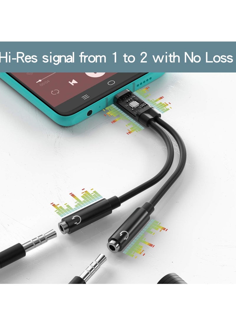 KOOPAO - USB C to 3.5mm Headphone Splitter Type C to Dual 3.5mm Headphone Jack Adapter 2 Way Audio Sharing Y Cable Cord 32bit 384khz - Image 1