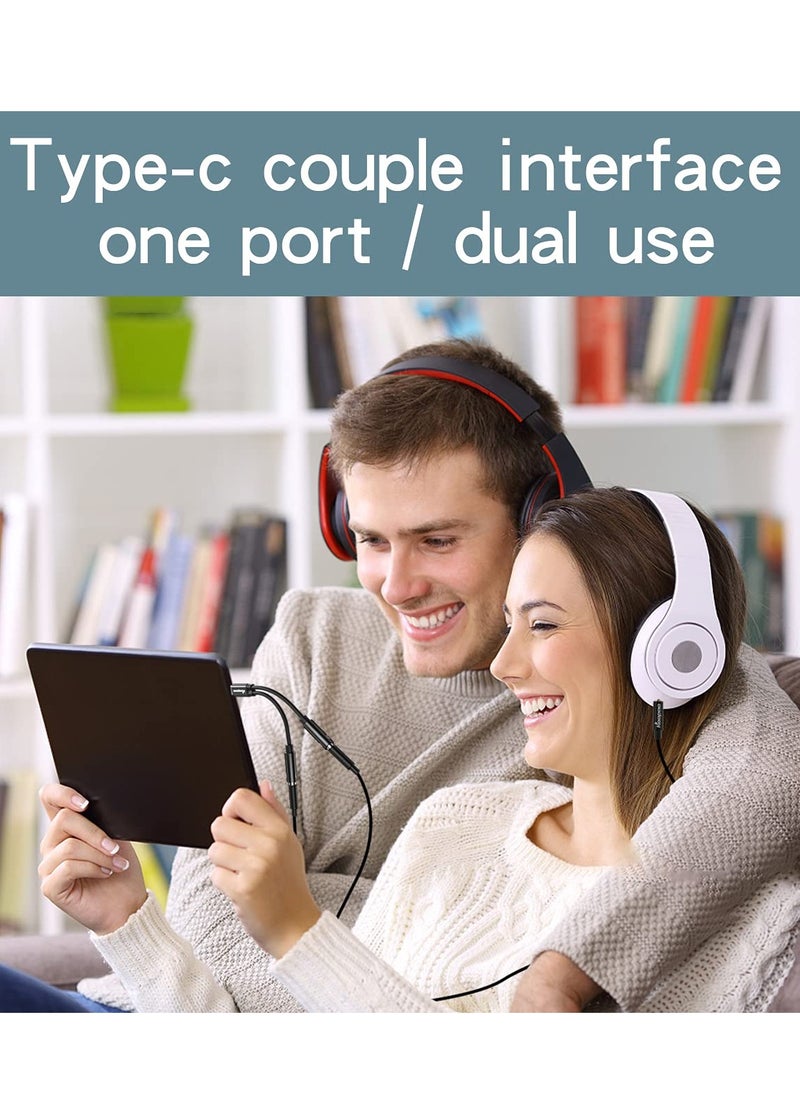 KOOPAO - USB C to 3.5mm Headphone Splitter Type C to Dual 3.5mm Headphone Jack Adapter 2 Way Audio Sharing Y Cable Cord 32bit 384khz - Image 1