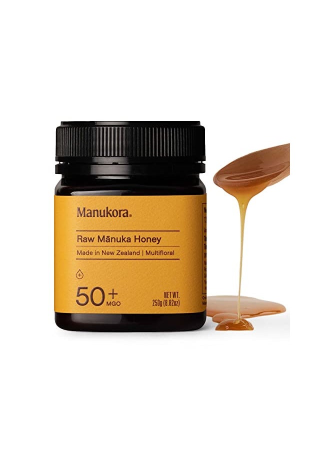 Manukora Manukora Raw Manuka Honey, MGO 50+, New Zealand Honey, Non-GMO, Traceable from Hive to Hand, Daily Wellness Support - 250g (8.82 Oz)  - Image 1