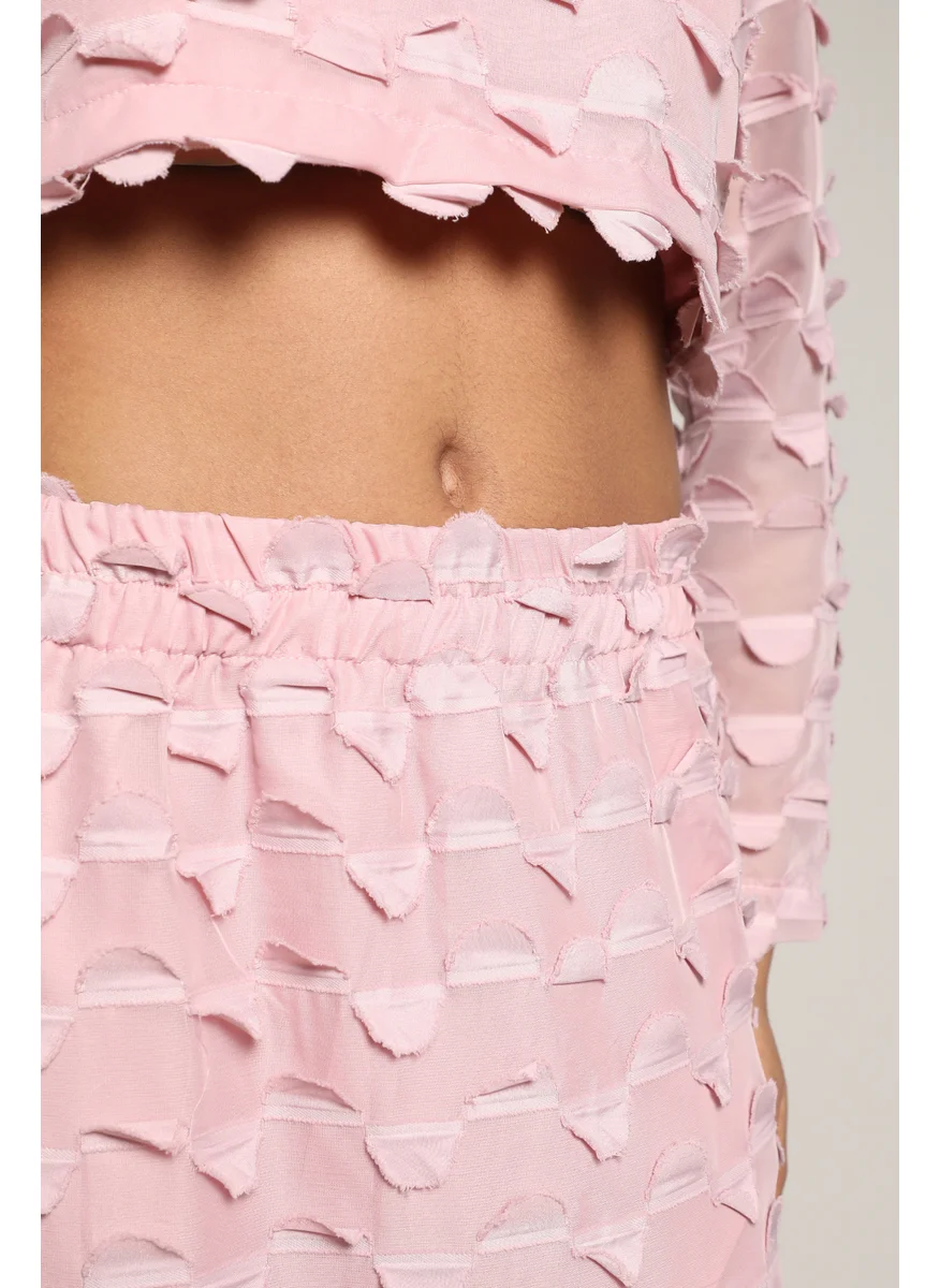 PINACOLADA Women's Blush Pink Sheer Applique Co-Ord Set With Slit