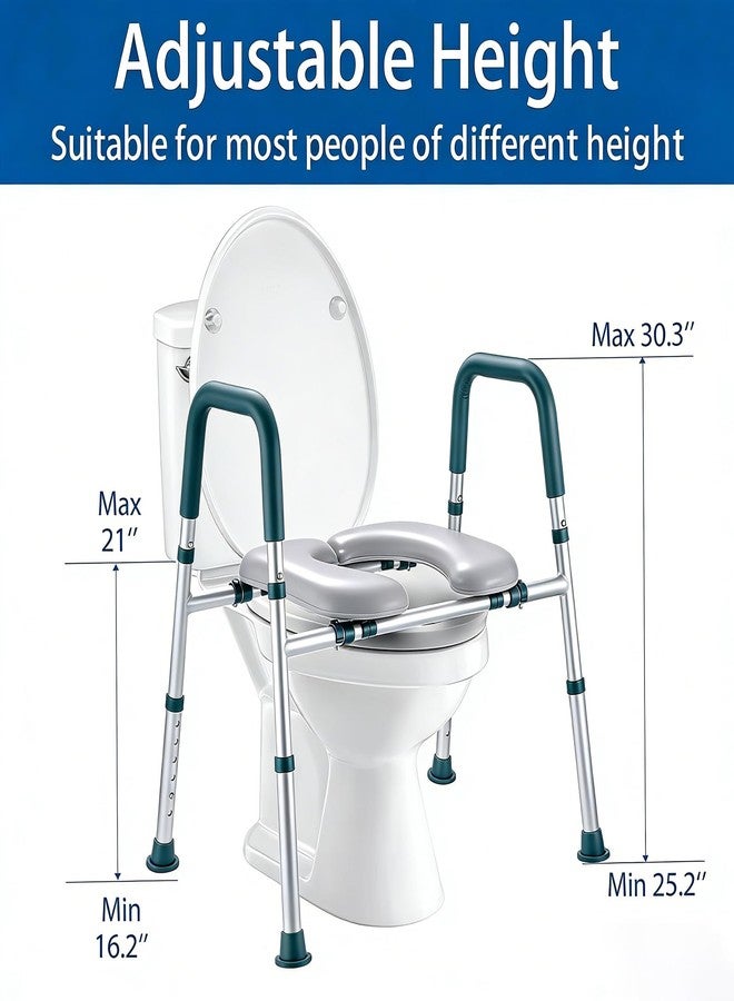Xentrawave Raised Toilet Seat with Handles, FSA HSA Eligible Toilet Seat Riser for Seniors with Adjustable Height & Width, 400lb Padded Elevated Toilet Seat for Elderly, Handicap and Disabled, Fit Any Toilet - Image 4