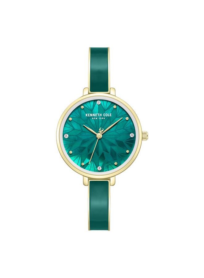 Kenneth Cole New York Spring Street Women's 32mm Quartz Watch with Green Mother-of-pearl Dial & Gold-Green Stainless Steel Bracelet - Image 1