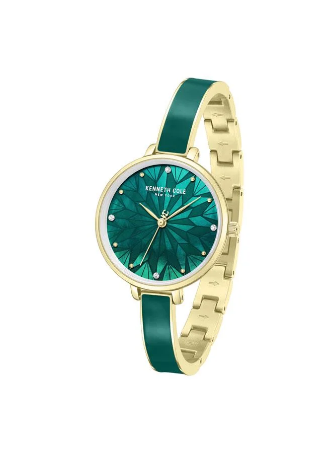 كينيث كول نيو يورك Spring Street Women's 32mm Quartz Watch with Green Mother-of-pearl Dial & Gold-Green Stainless Steel Bracelet
