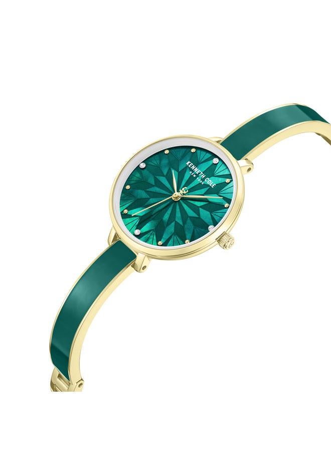 Kenneth Cole New York Spring Street Women's 32mm Quartz Watch with Green Mother-of-pearl Dial & Gold-Green Stainless Steel Bracelet - Image 3