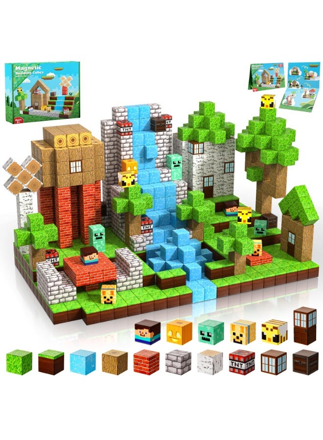 NIBEMINENT Magnetic Blocks-100PCS Magnetic Building Blocks Magnet Cube Toys Stacking, Build Forest World Set, STEM Montessori Sensory Toys for Kids Boys Girls Age 3 4 5 6 7 8 9 10 Easter Birthday Gifts - Image 1