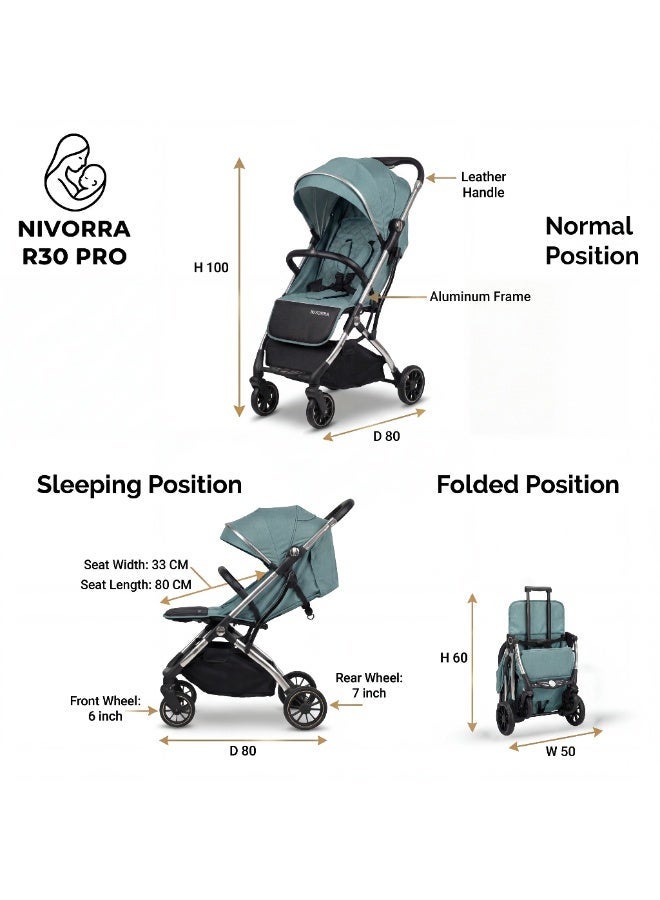 Nivorra Premium Lightweight Baby Stroller with Aluminum Frame, Leather Handle & Compact Travel Fold – Multi-Position Reclining Seat & Storage Basket-  8.5 kg - Image 2