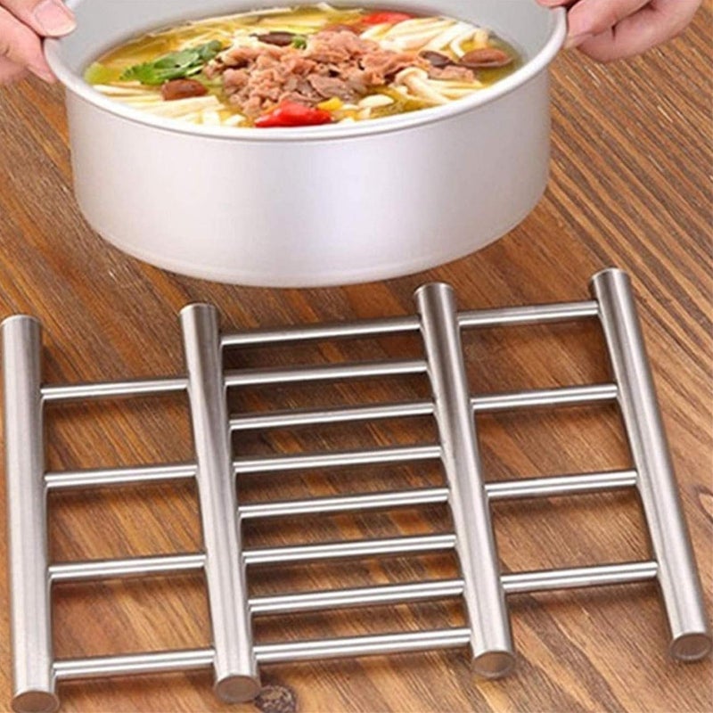 SEVIA Sevia Metal Adjustable Trivet Wite Multi-Purpose Spoon Rest and Kitchen Table mats Shrink Pads Non-Sliding hot pad and Pot Holder for Food Table Set Mat  - Image 4