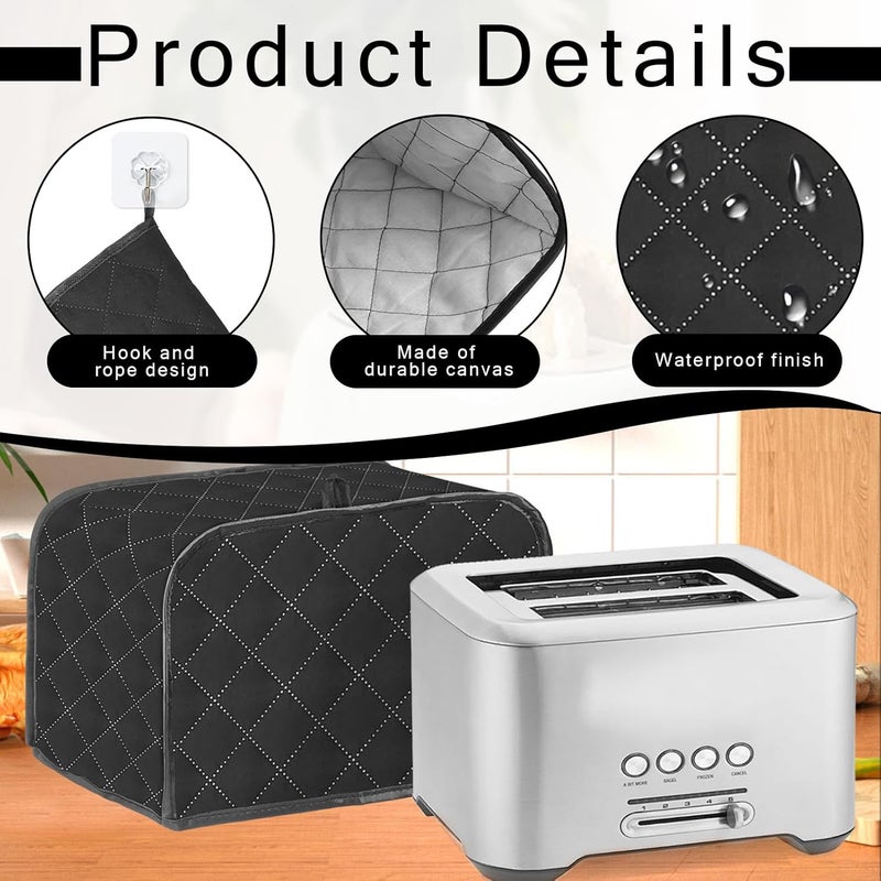 hinbkenla Toaster Cover 2 Slice,Toaster Cover,Toaster Covers 2 Slice Wide Slot Comes With A Transparent Hook,For Kitchen Small Appliance Dust And Fingerprint Protection Black - Image 3