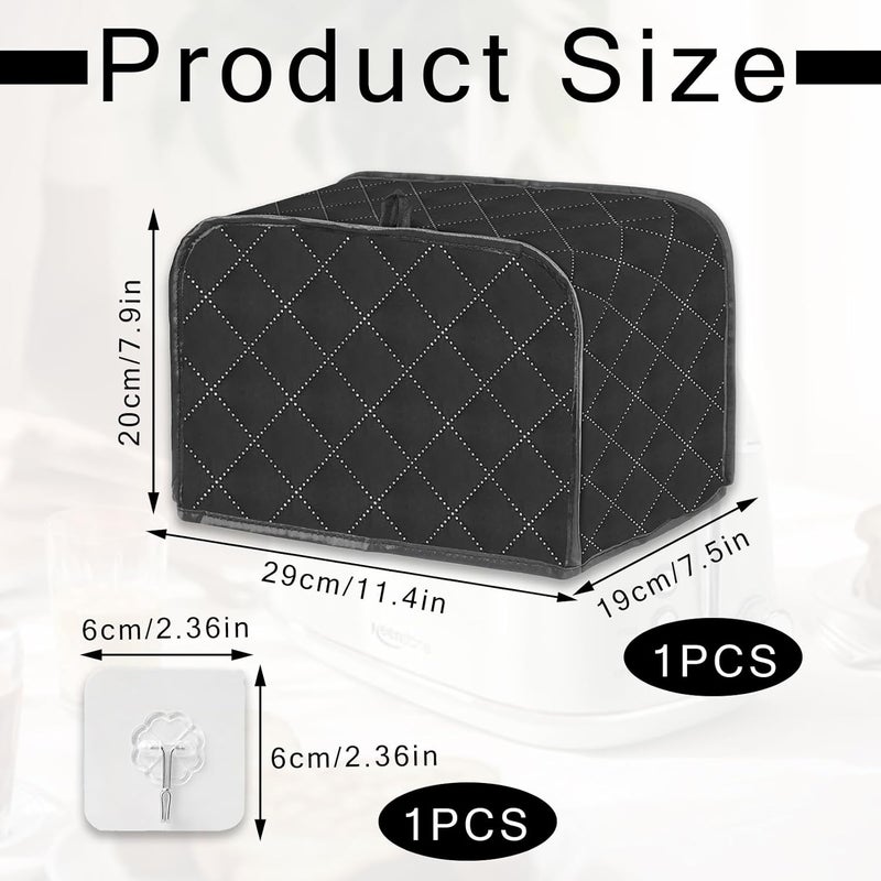 hinbkenla Toaster Cover 2 Slice,Toaster Cover,Toaster Covers 2 Slice Wide Slot Comes With A Transparent Hook,For Kitchen Small Appliance Dust And Fingerprint Protection Black - Image 2