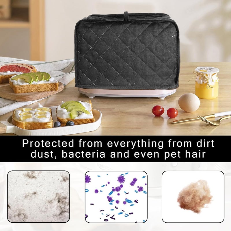 hinbkenla Toaster Cover 2 Slice,Toaster Cover,Toaster Covers 2 Slice Wide Slot Comes With A Transparent Hook,For Kitchen Small Appliance Dust And Fingerprint Protection Black - Image 5