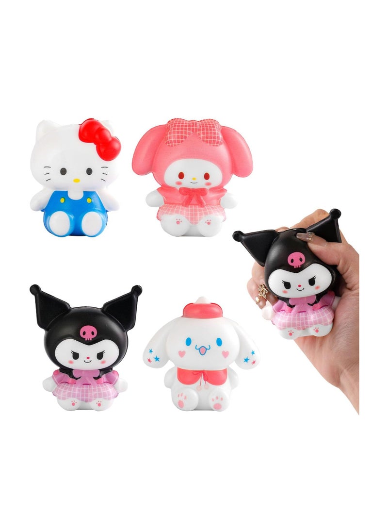 General 4PCS Kitty Squishy Stress Relief Ball, Kawaii Stress Ball Fun Adult Stress Reduction Stress Relief Accessory  - Image 1