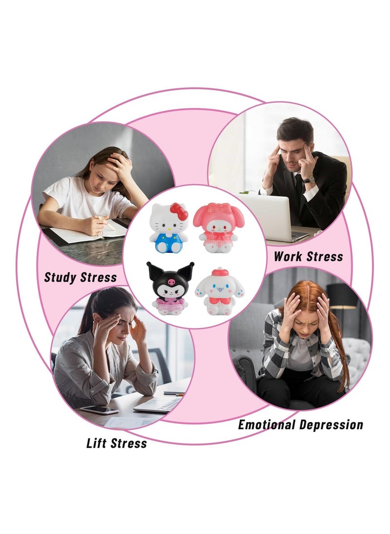 General 4PCS Kitty Squishy Stress Relief Ball, Kawaii Stress Ball Fun Adult Stress Reduction Stress Relief Accessory  - Image 5