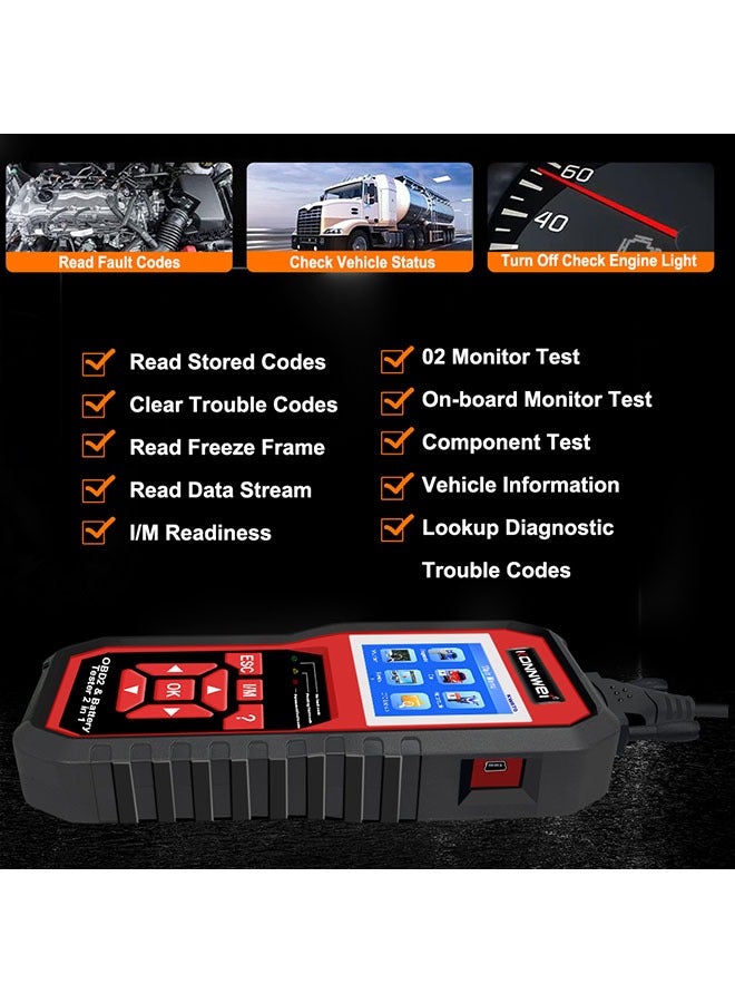 كونوي منتج Konnwei KW870 لتشخيص السيارة + جهاز اختبار البطارية 2 في 1 - Image 5
