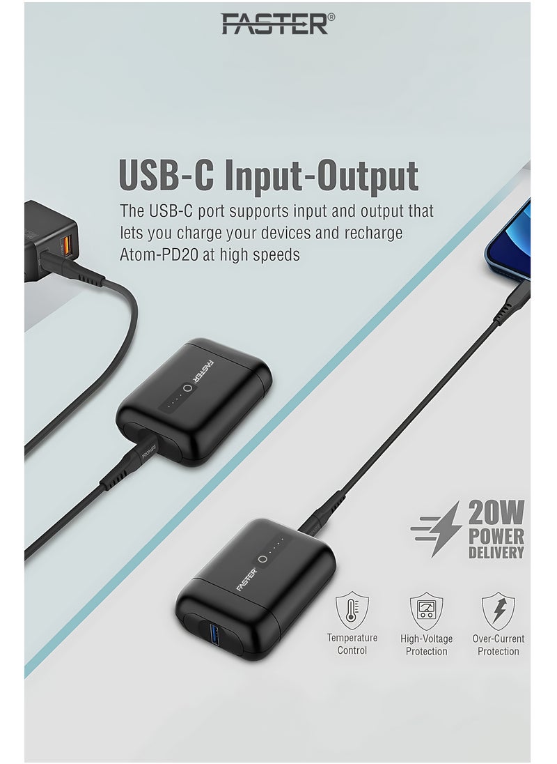 Faster - 10000 mAh Power Bank - 22.5W Fast Charging Portable Charger - Laptop Mobile Charger Portable with 1 USB A Port & 1 USB C Port - Battery Pack For Laptop MacBook Dell iPhone Samsung - Compact Design Mini Powerbank - Image 1