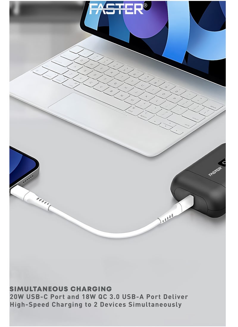 Faster - 10000 mAh Power Bank - 22.5W Fast Charging Portable Charger - Laptop Mobile Charger Portable with 1 USB A Port & 1 USB C Port - Battery Pack For Laptop MacBook Dell iPhone Samsung - Compact Design Mini Powerbank - Image 1