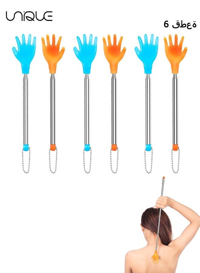 Unique 6 Packs Back Scratcher, Portable Extendable Backscratchers 17.5in Long Telescoping Massage Tool Eliminating Back Itching for Women Men Kids - Blue and Yellow - Image 1