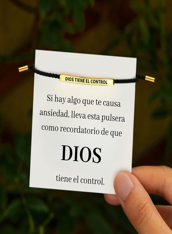 MIFYNN Dios Tiene El Control Bracelet for Women Men Adjustable Handmade Braided Wrap Bracelet Christian Faith Bracelet Stainless Steel Inspirational Bracelet Christmas Birthday Jewelry Gifts (Gold) - Image 5